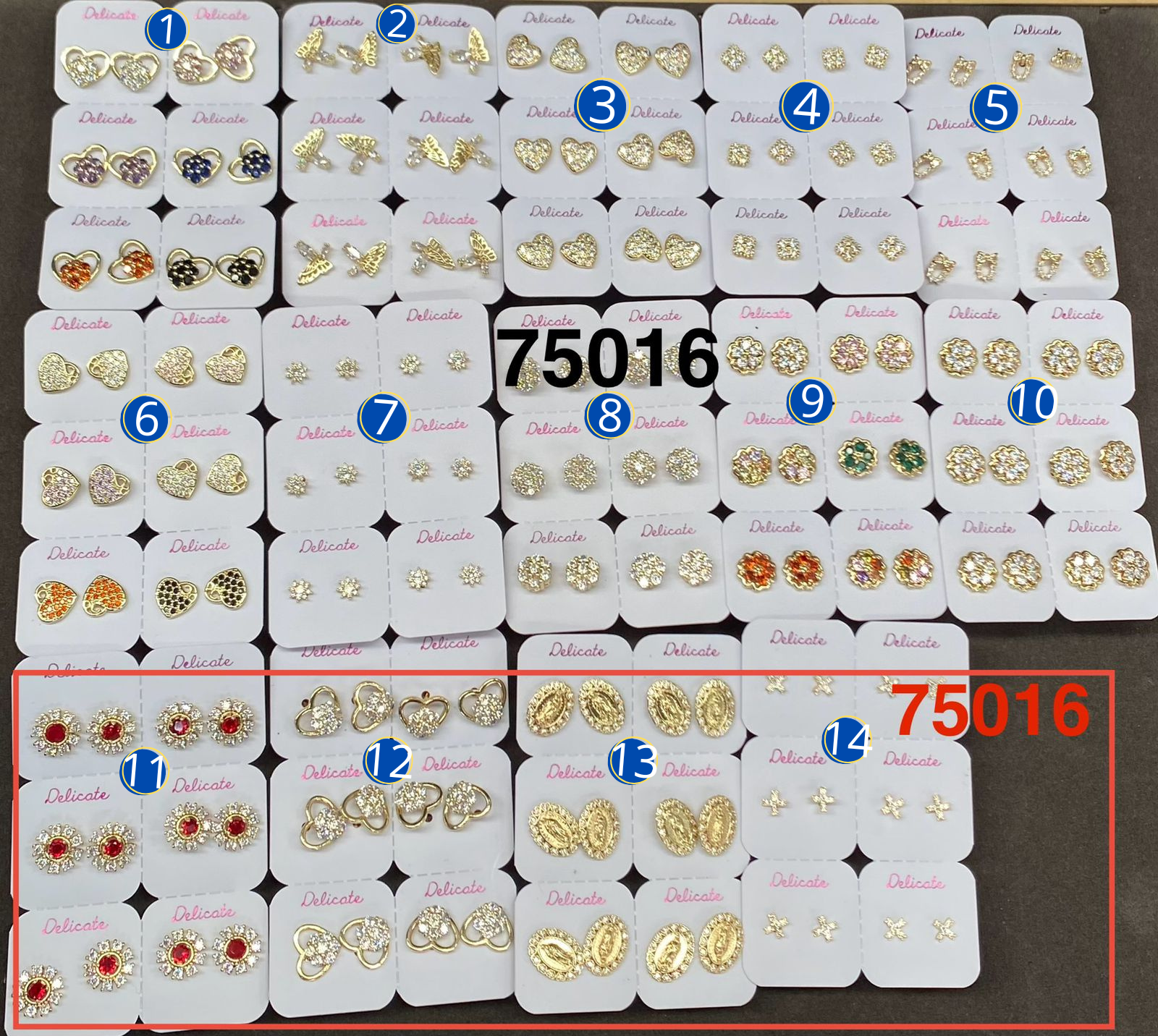 Paquete de 6 pares de Aretes Dorados M51 Oro Laminado
