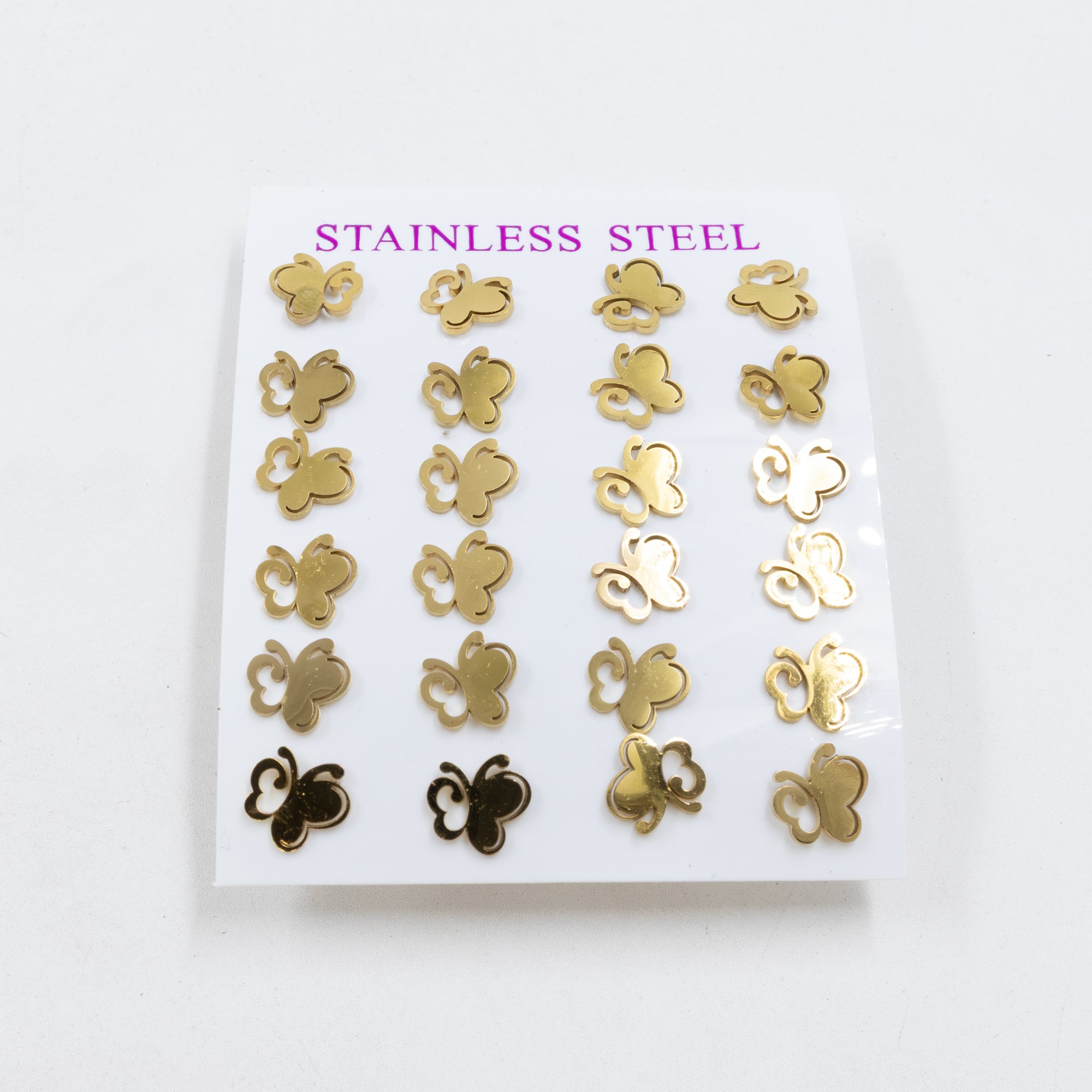 Paquete de 12 Pares de Aretes Dorados M3 Acero Inoxidable