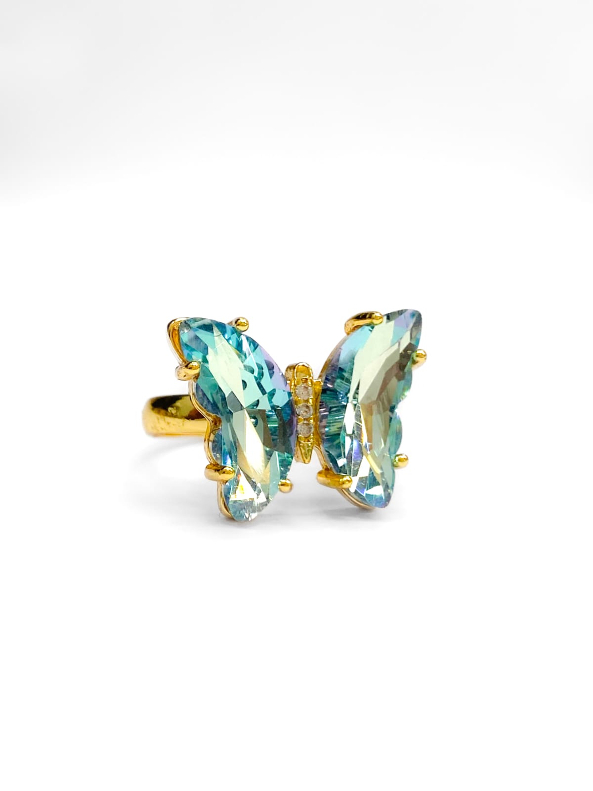 Anillo Mariposa Colores Ajustable M1 Oro Laminado