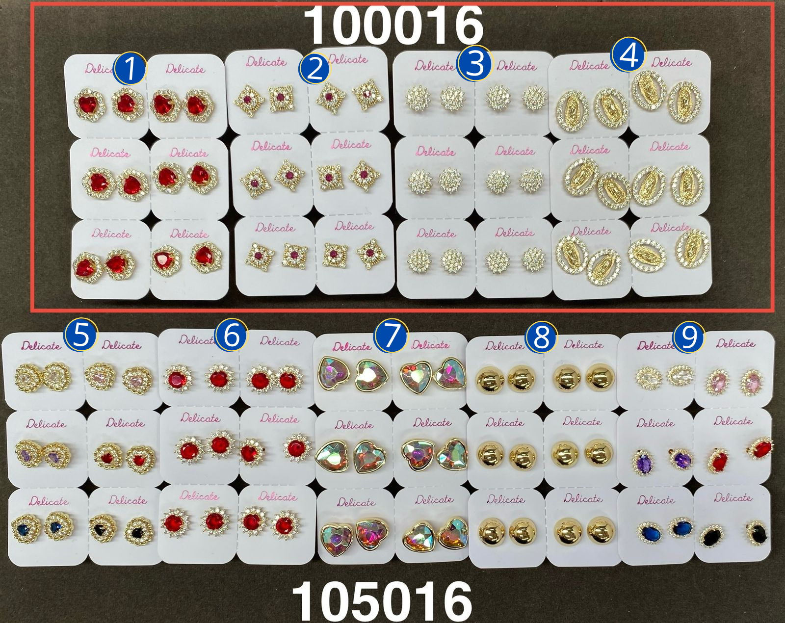 Paquete de 6 pares de Aretes Dorados M78 Oro Laminado