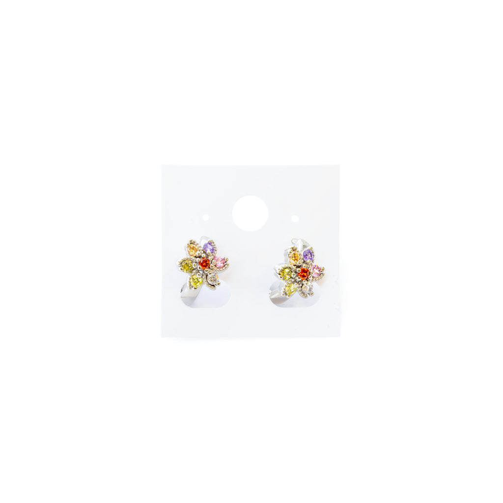 Aretes Plateados Huggies con Piedras De Color M4 Oro Laminado
