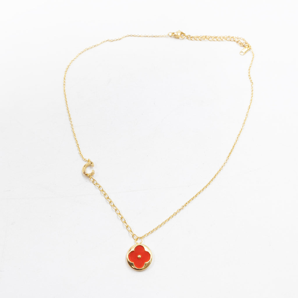 Collares Dorados con dijes de letra A,B,C y dije de Trebol M1 Oro Laminado