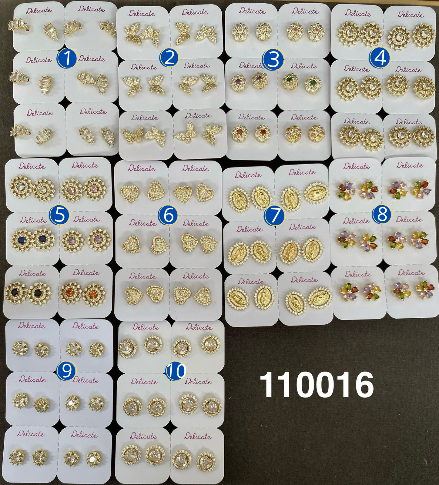 Paquete de 6 pares de Aretes Dorados M79 Oro Laminado
