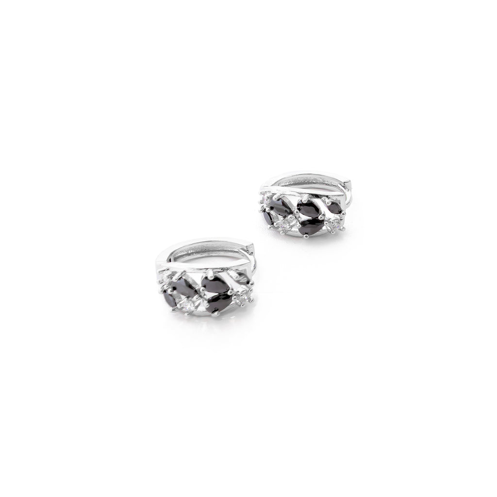 Aretes Plateados Huggies con Piedras Diferentes Colores M9 Oro Laminado