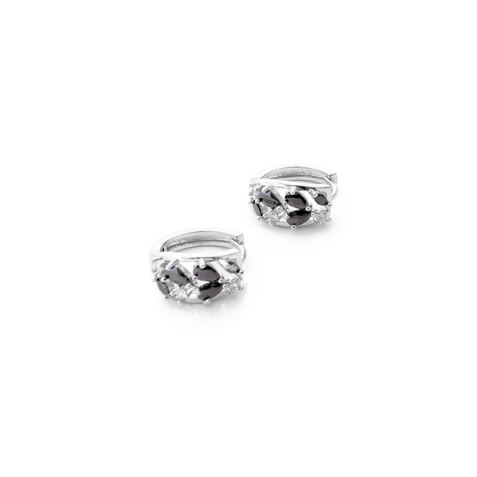 Aretes Plateados Huggies con Piedras Diferentes Colores M9 Oro Laminado