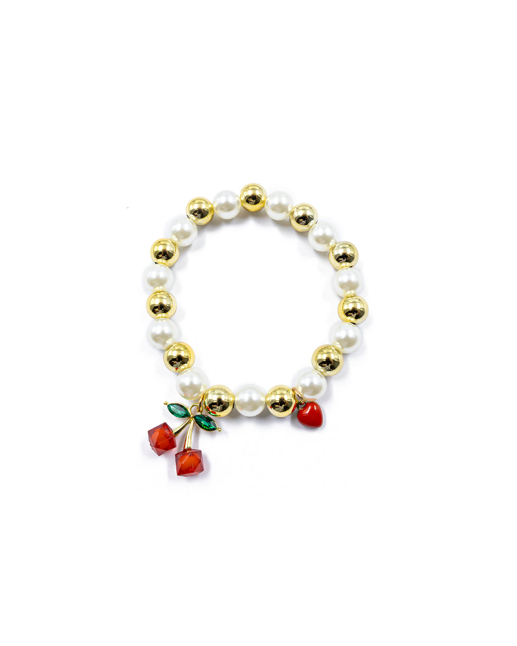 PULSERA DE PERLAS CON DIJE DE FRUTAS - M3 ORO LAMINADO