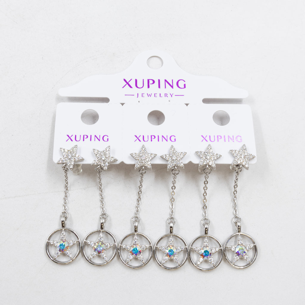 Paquete de tres pares de Aretes Plateados Xuping con piedras M2 Oro Laminado