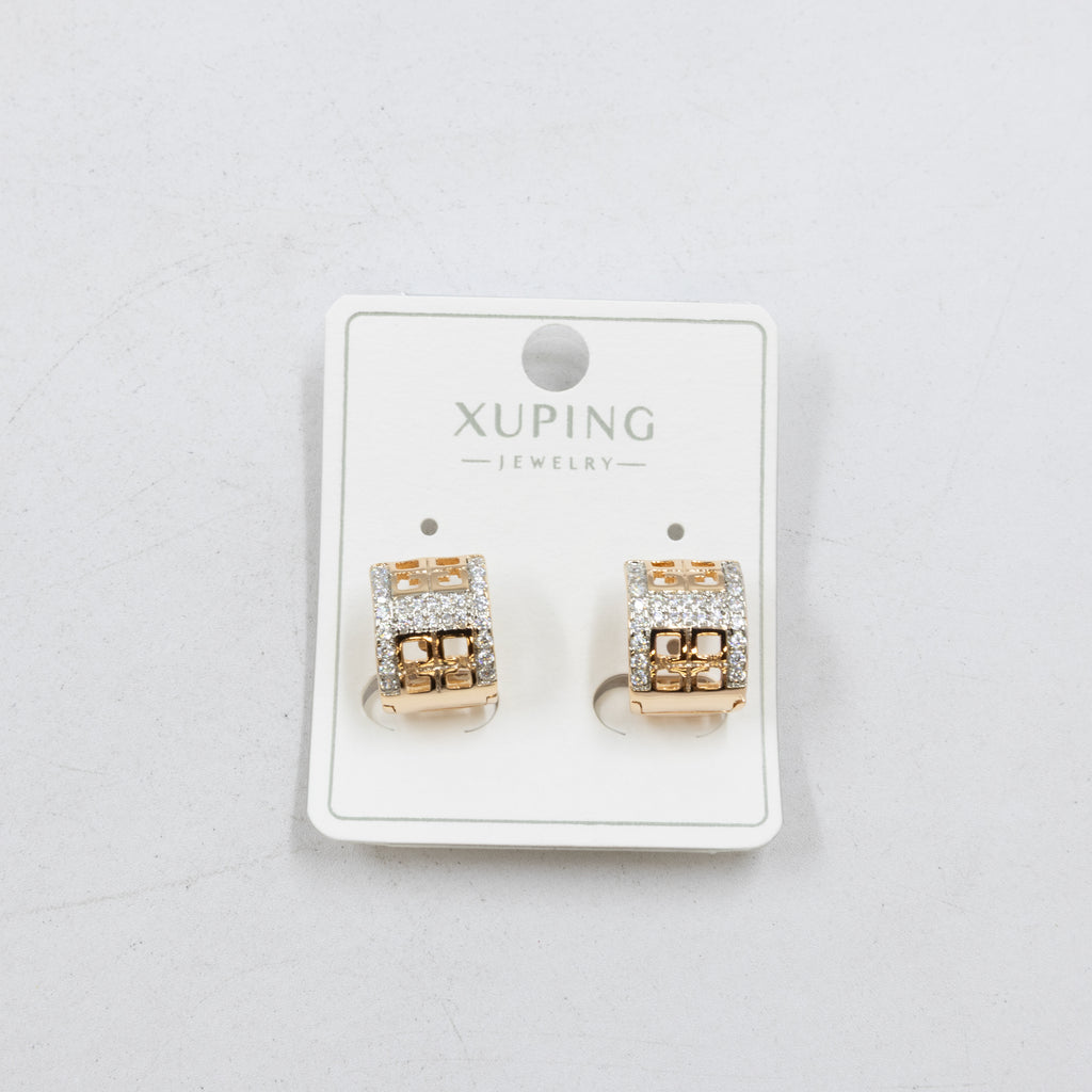Aretes Dorados con Piedras Xuping M2 Oro Laminado