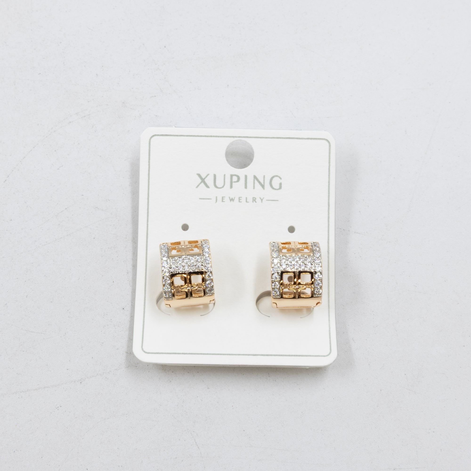 Aretes Dorados con Piedras Xuping M2 Oro Laminado