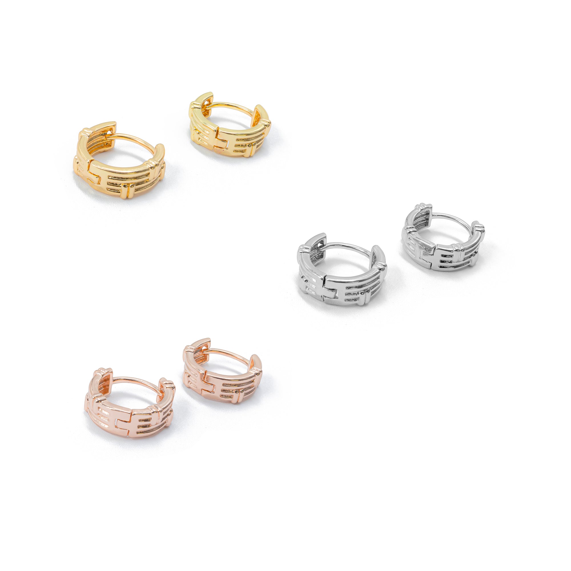 Paquete de 3 pares de Arracadas M2 Oro Laminado