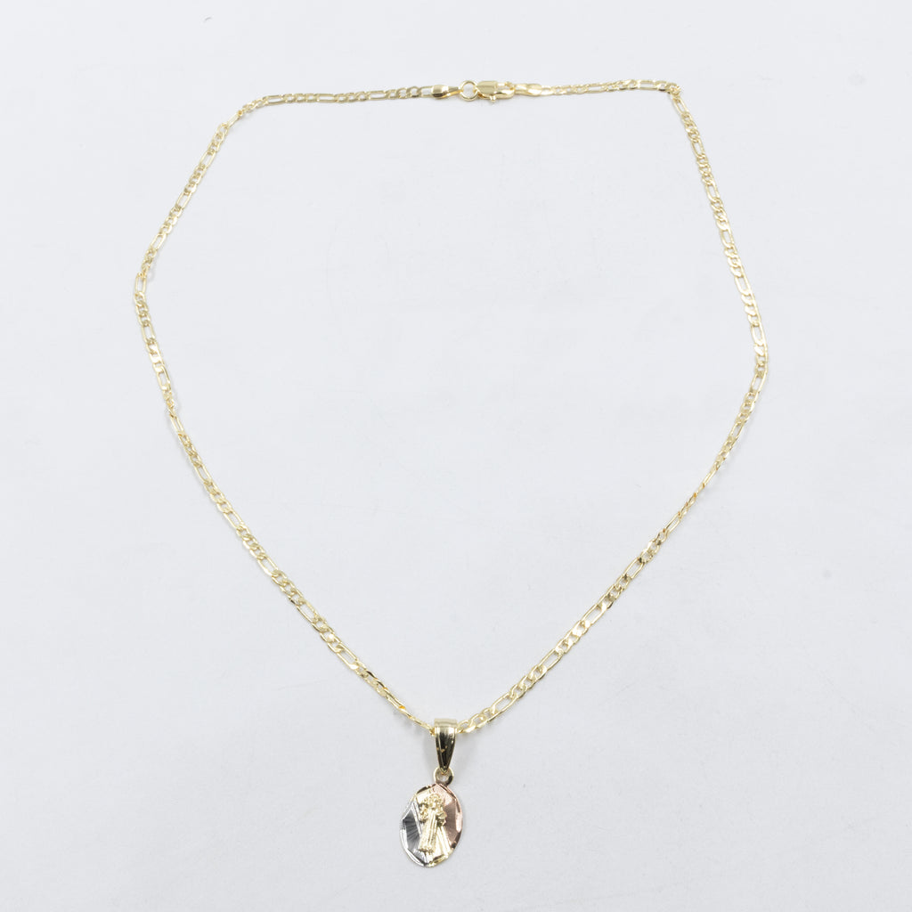 Collar con Dije Religioso Dorado M1 Oro Laminado