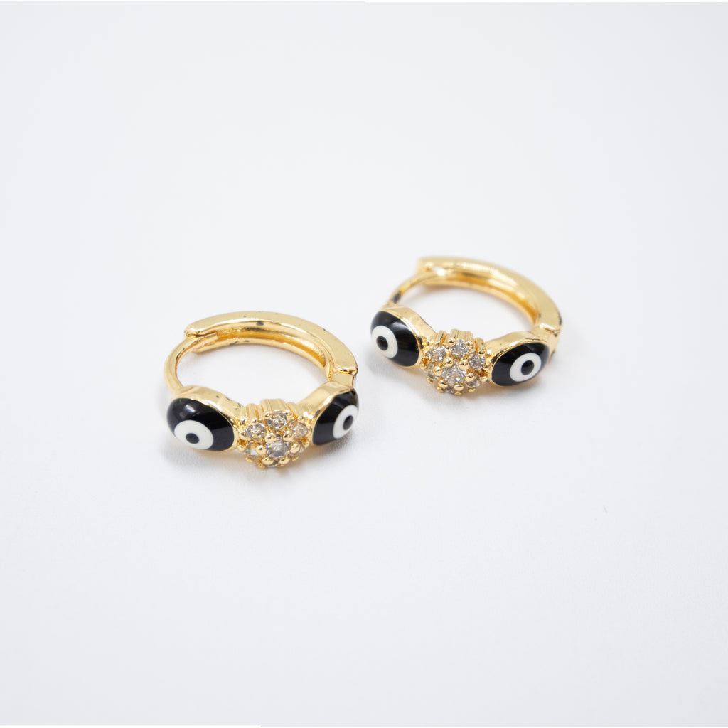 Arete Dorado de Ojo Turco con Piedras M2 Oro Laminado