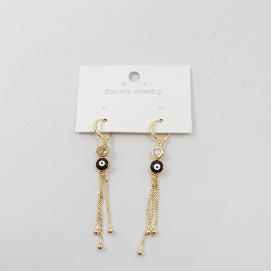 Aretes Dorados Largos de Ojo Turco M1 Oro Laminado