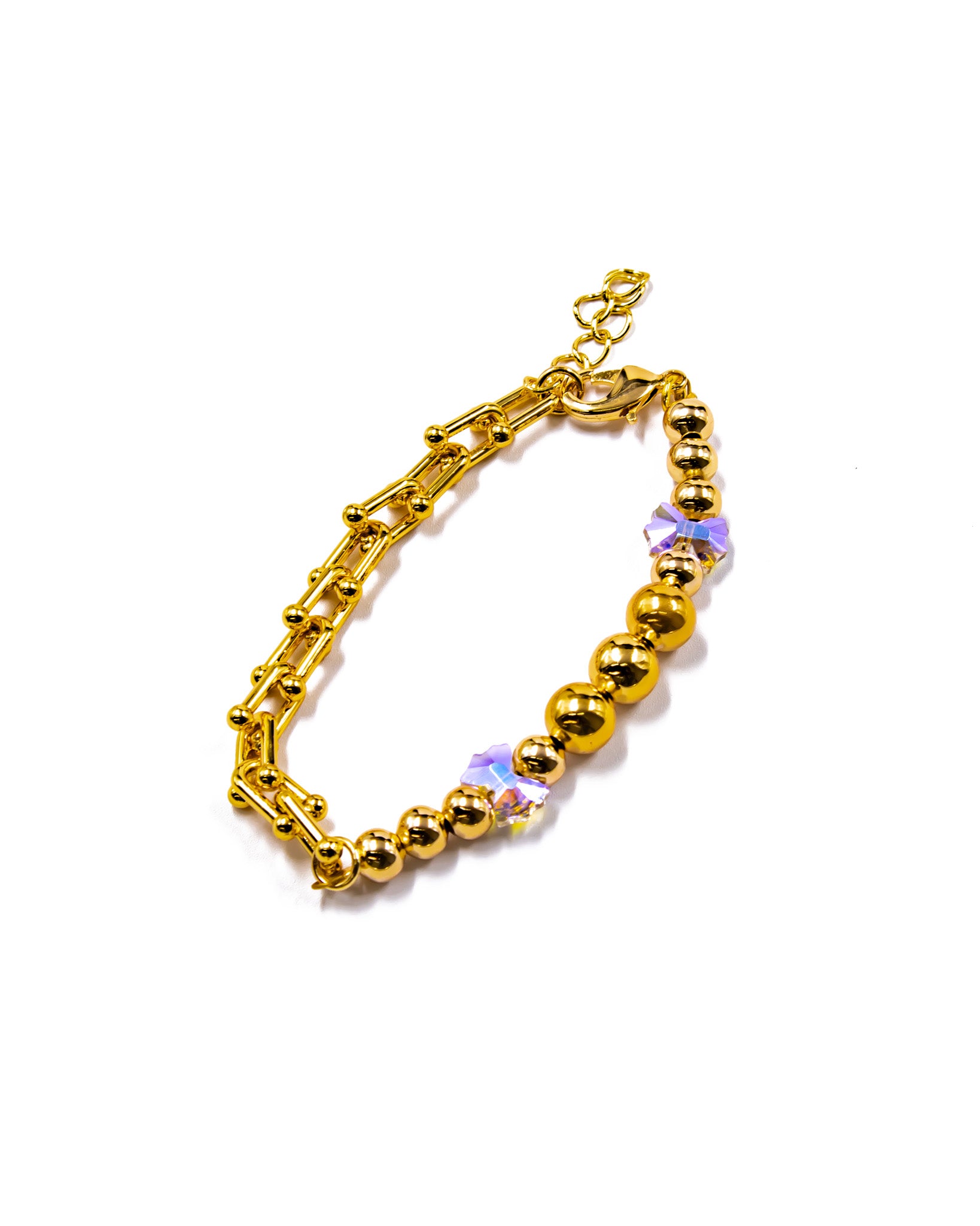 Pulsera Dorada con cuentas y dije - M3 Oro Laminado