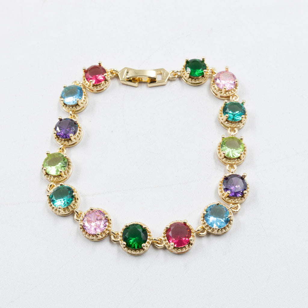 Pulseras Doradas con Piedras M6 Oro Laminado
