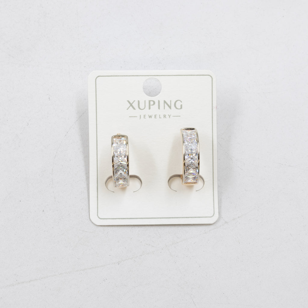 Aretes Dorados con Piedras Xuping M1 Oro Laminado