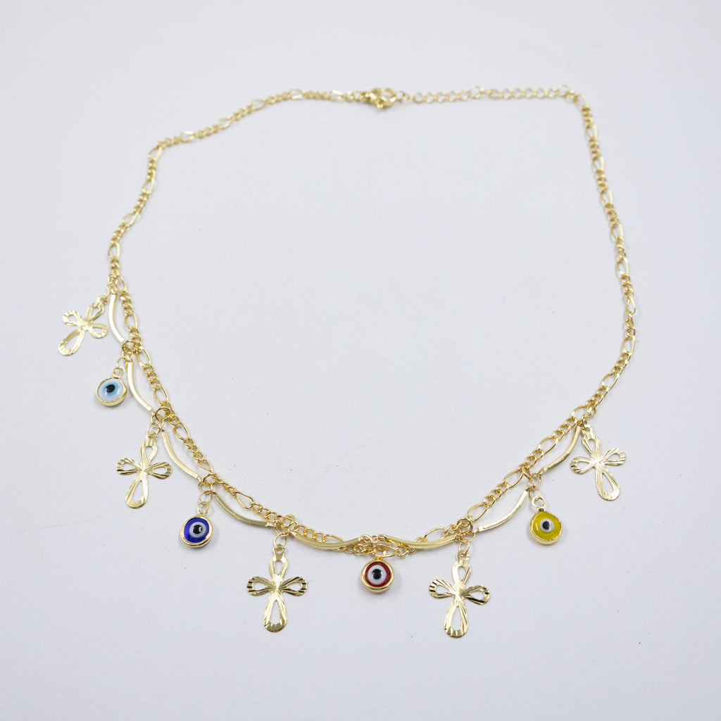Collar Dorado con Dije de Ojo Turco M1 Oro Laminado