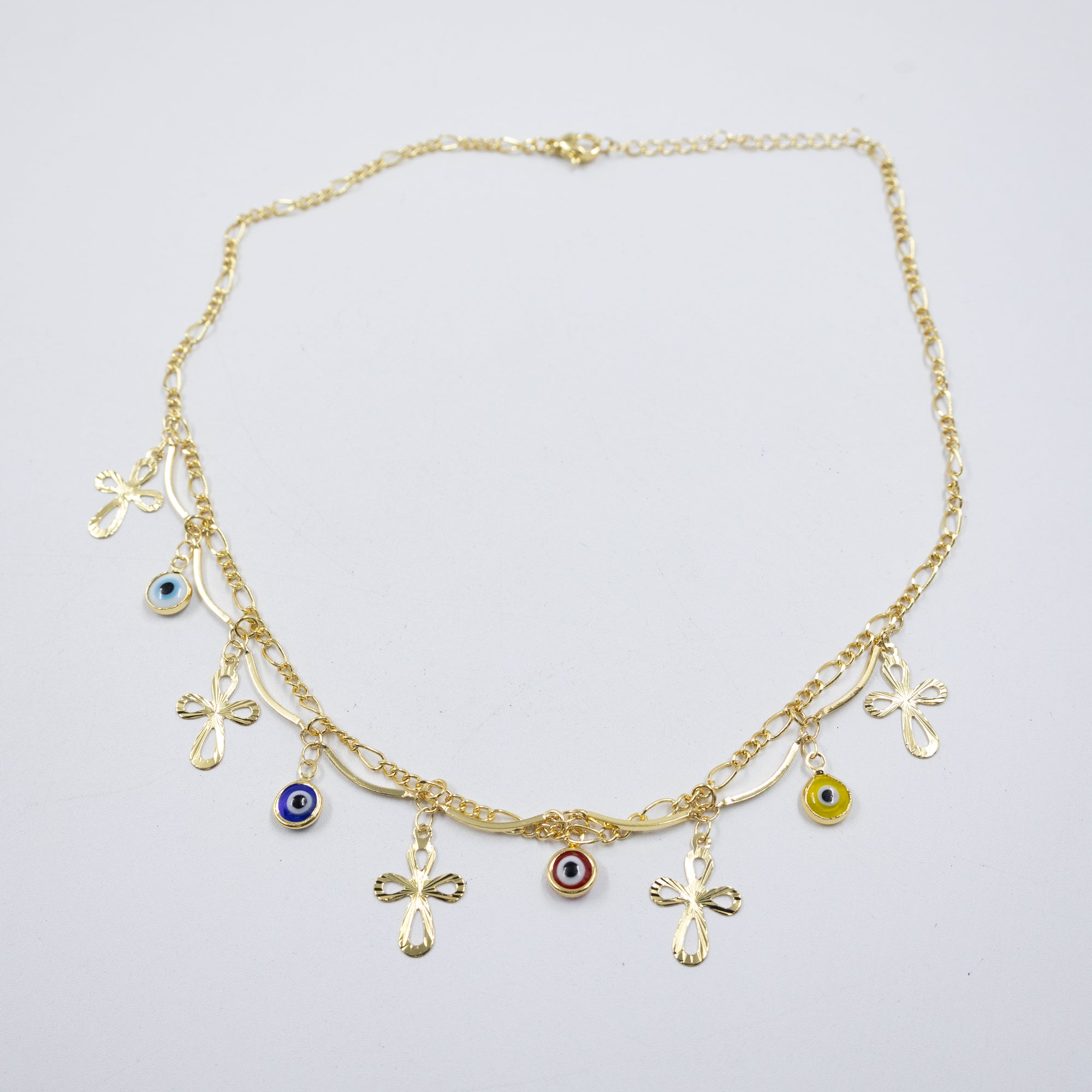 Collar Dorado con Dije de Ojo Turco M1 Oro Laminado