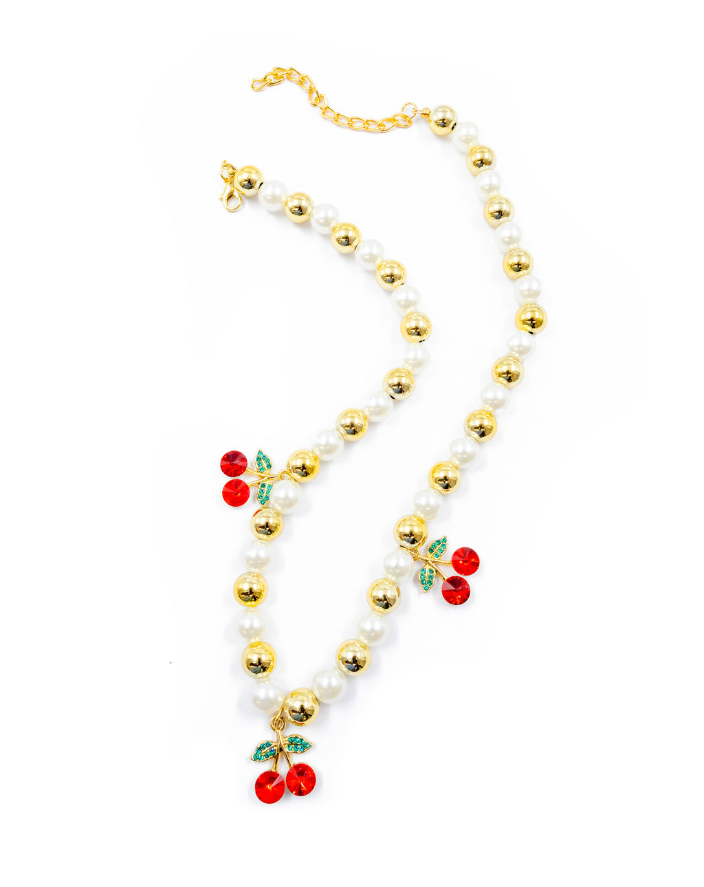 Collar de Perlas con dije de Fruta M9 - Oro laminado