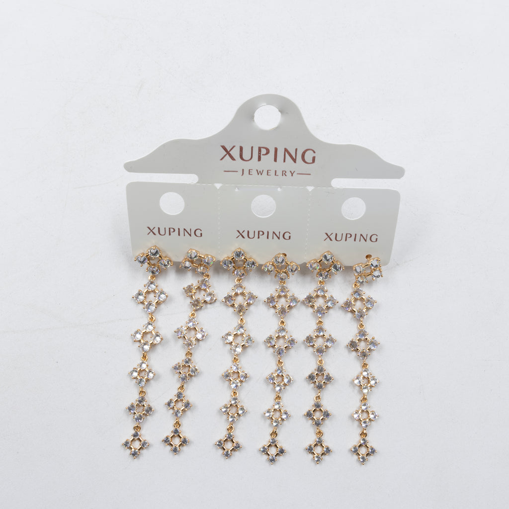 Paquete de tres pares de Aretes Dorados Xuping con piedras M5 Oro Laminado