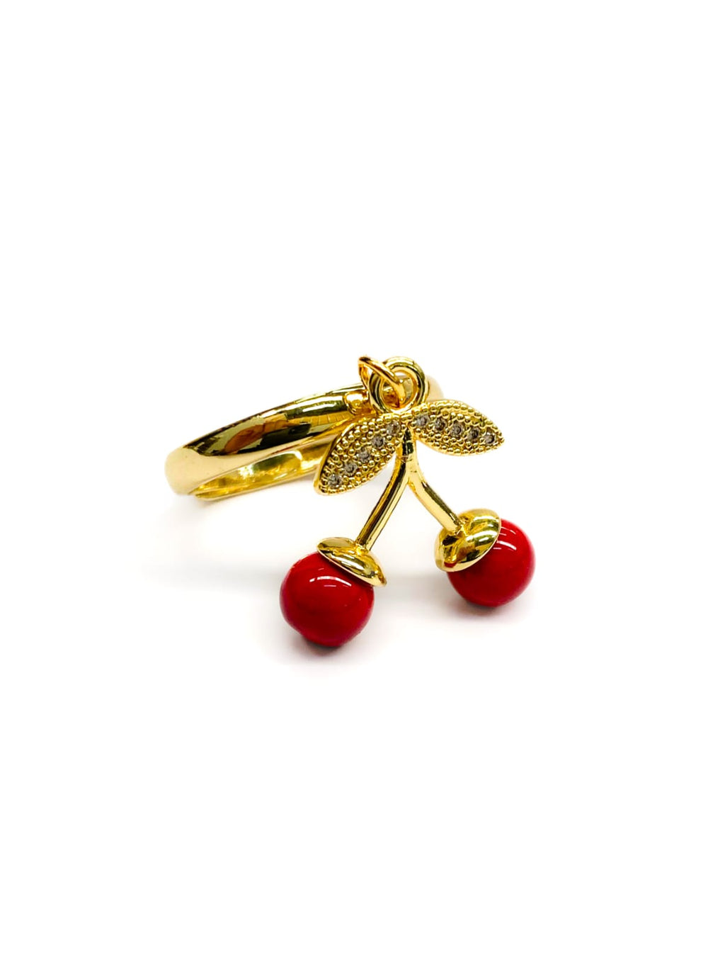 Anillo Cerezas Ajustable M1 Oro Laminado