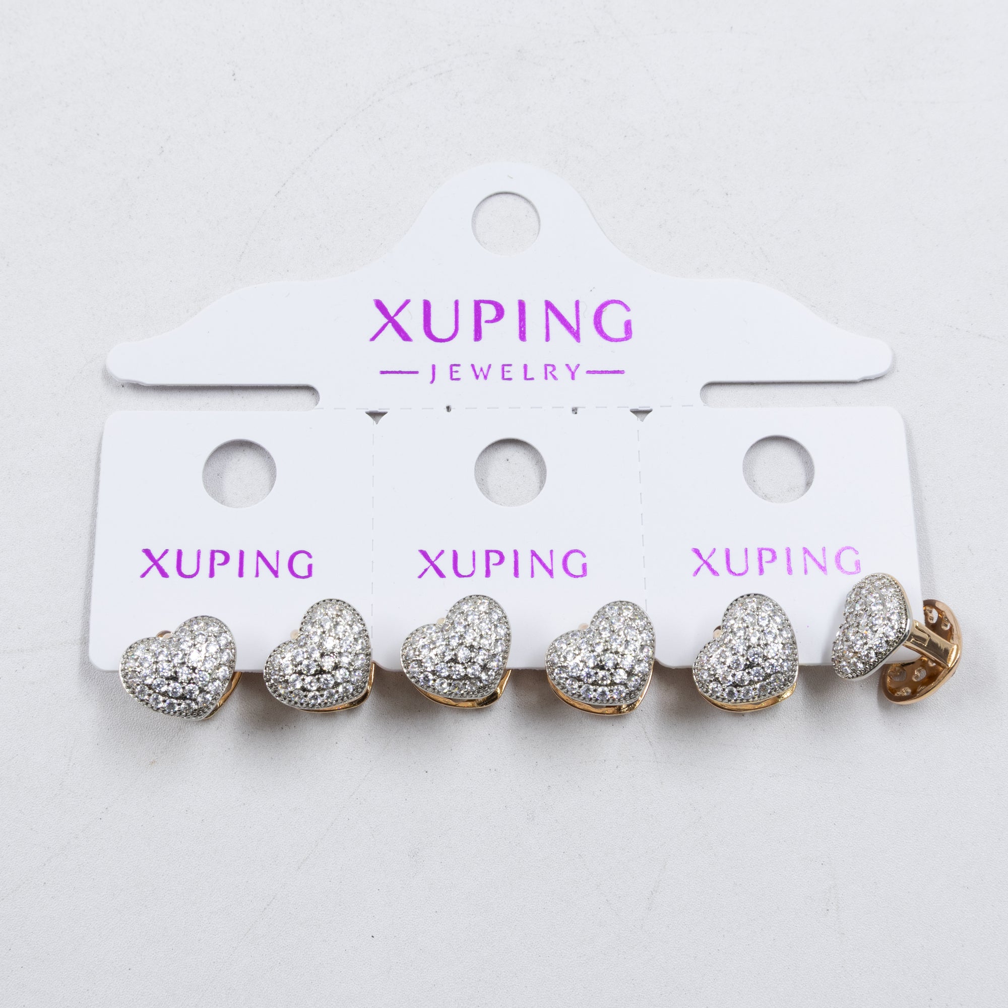 Paquete de tres pares de Aretes Dorados Xuping con piedras M6 Oro Laminado