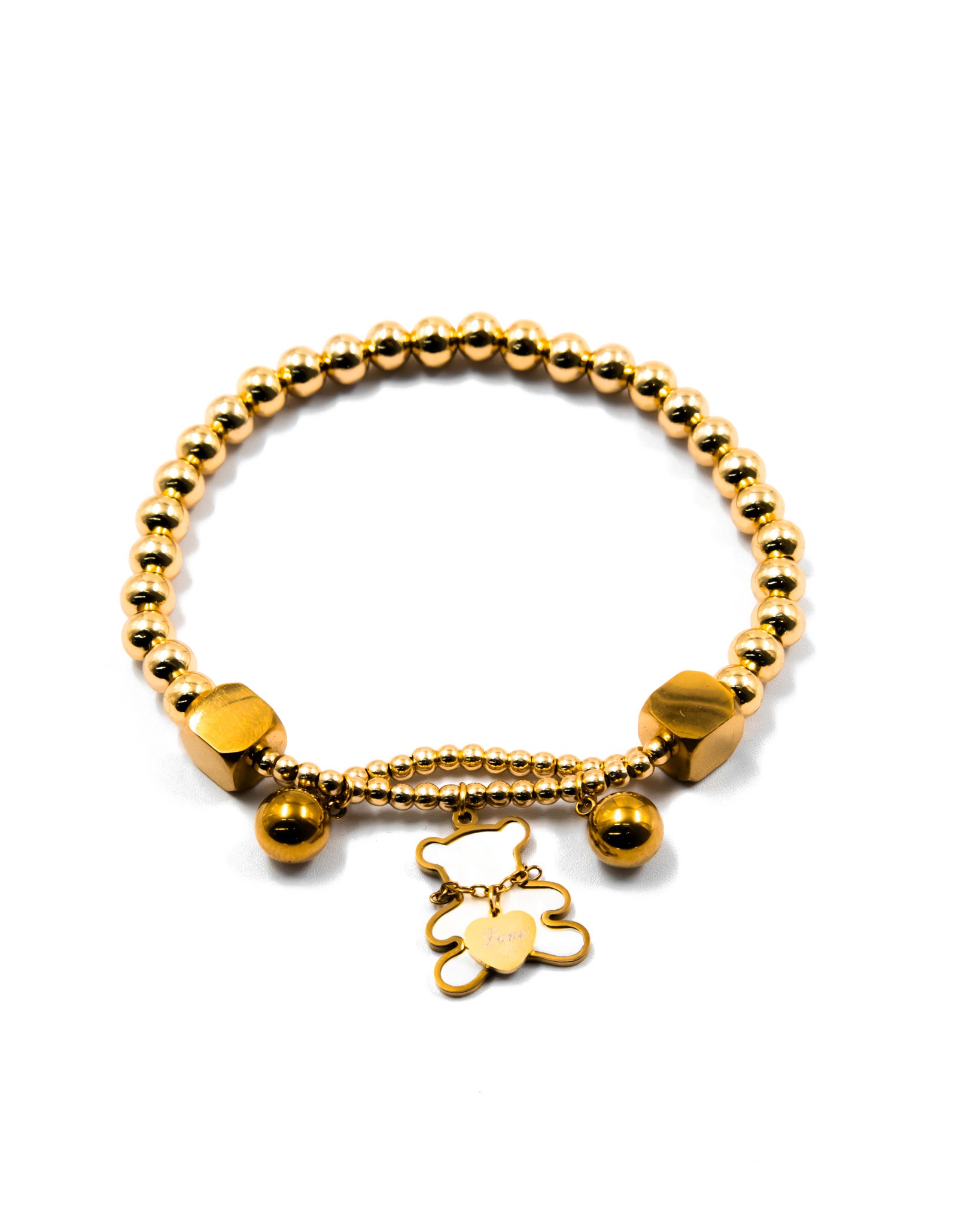 Pulsera de cuentas con dije de Oso - M1 Oro Laminado