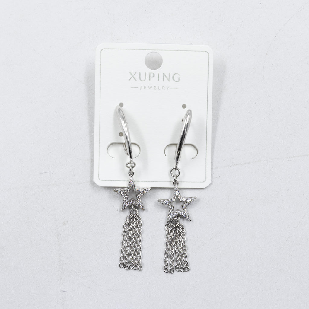 Aretes Plateados con Piedras Xuping M7 Oro Laminado