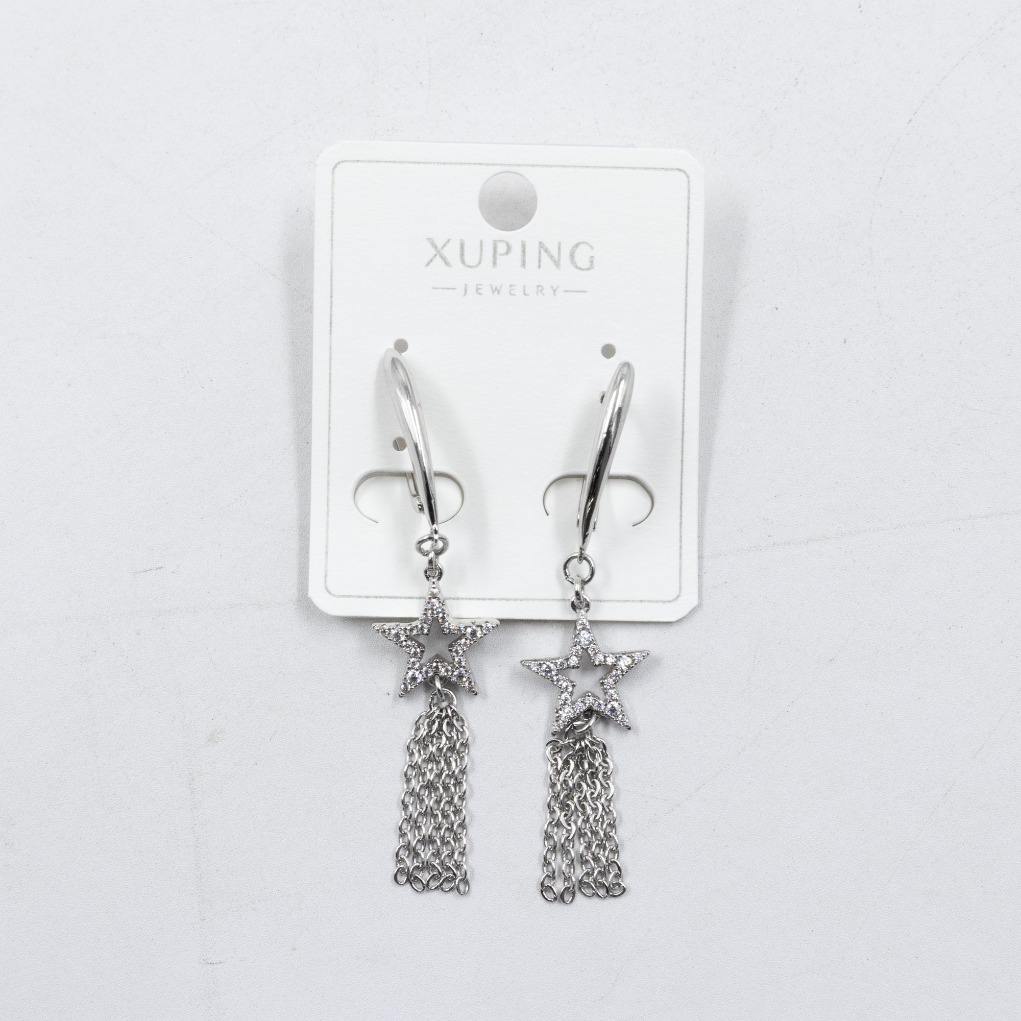 Aretes Plateados con Piedras Xuping M7 Oro Laminado