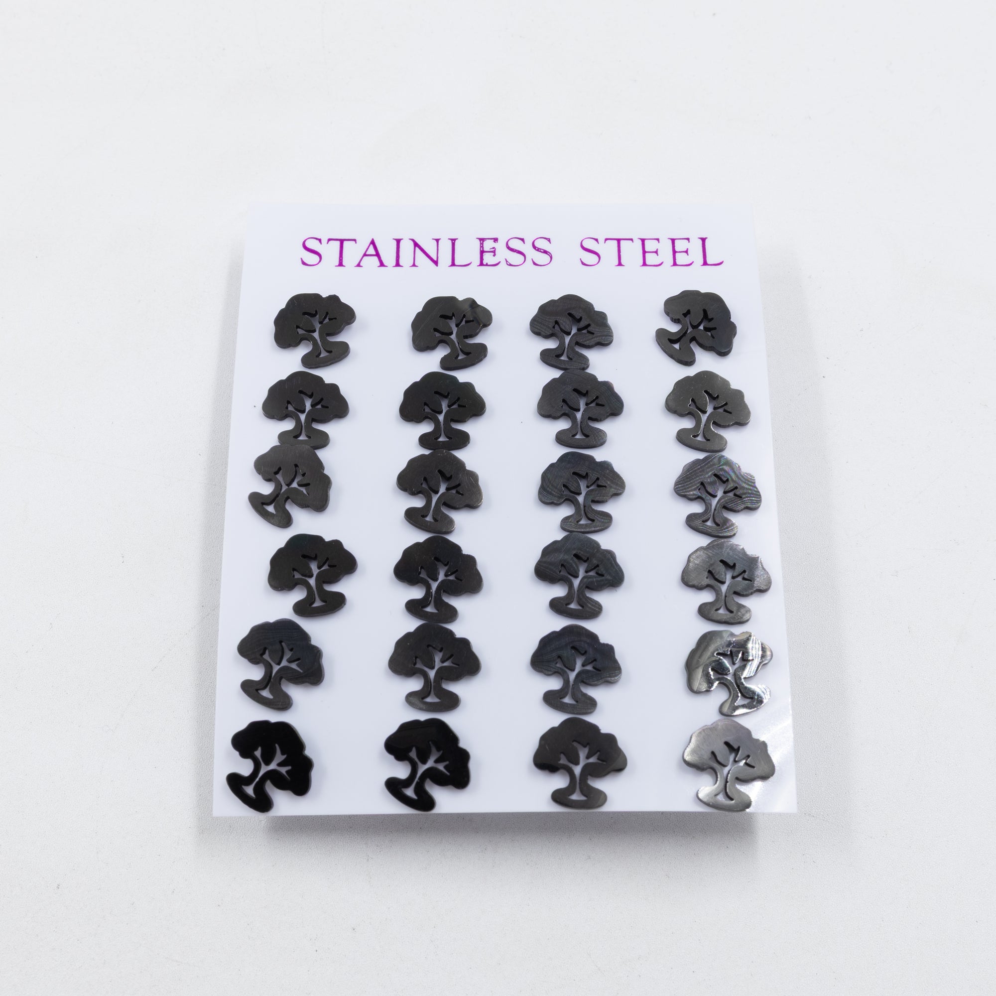 Paquete de 12 Pares de Aretes color Negro M1 Acero Inoxidable
