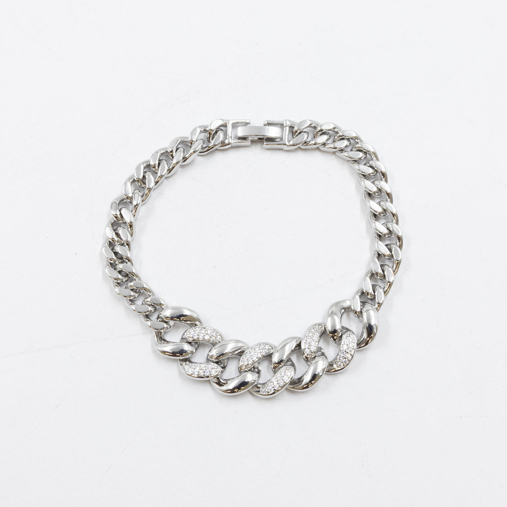 Cadenas de Pulseras Plateadas con Piedras M8 Oro Laminado