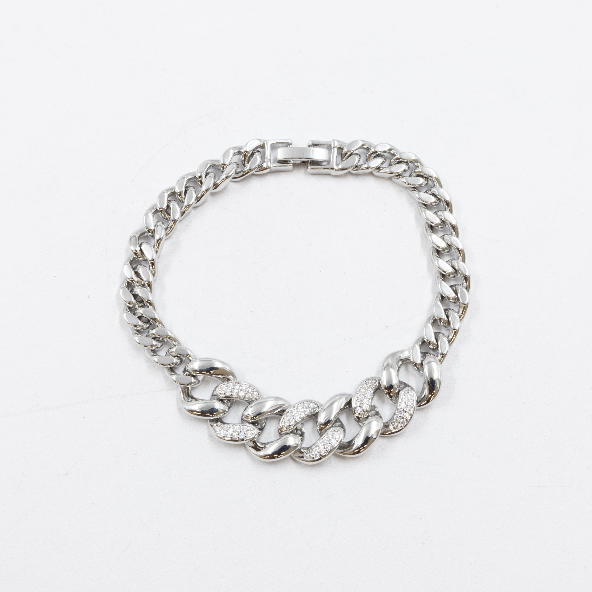 Cadenas de Pulseras Plateadas con Piedras M8 Oro Laminado