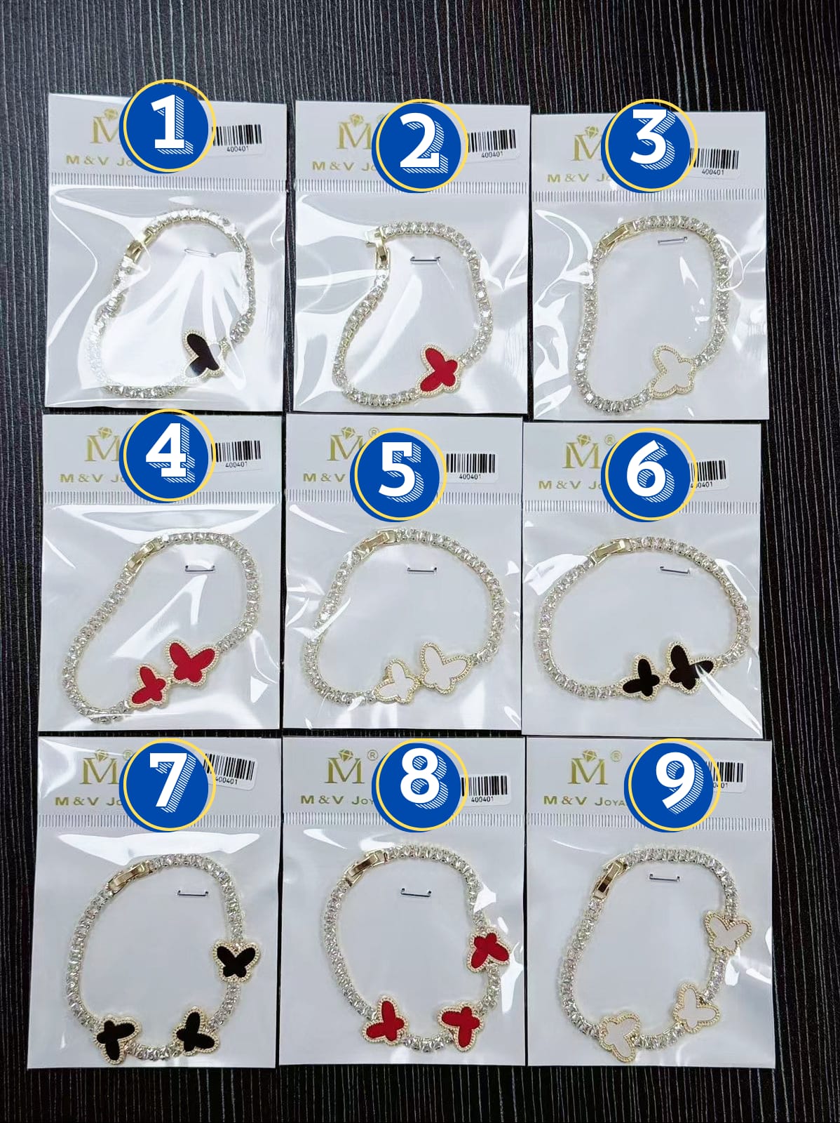 Pulsera Pedreria Blanca M9 Oro Laminado
