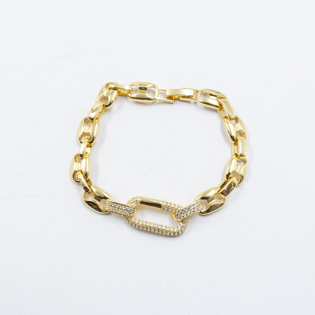 Cadenas de Pulseras Doradas con Piedras M6 Oro Laminado