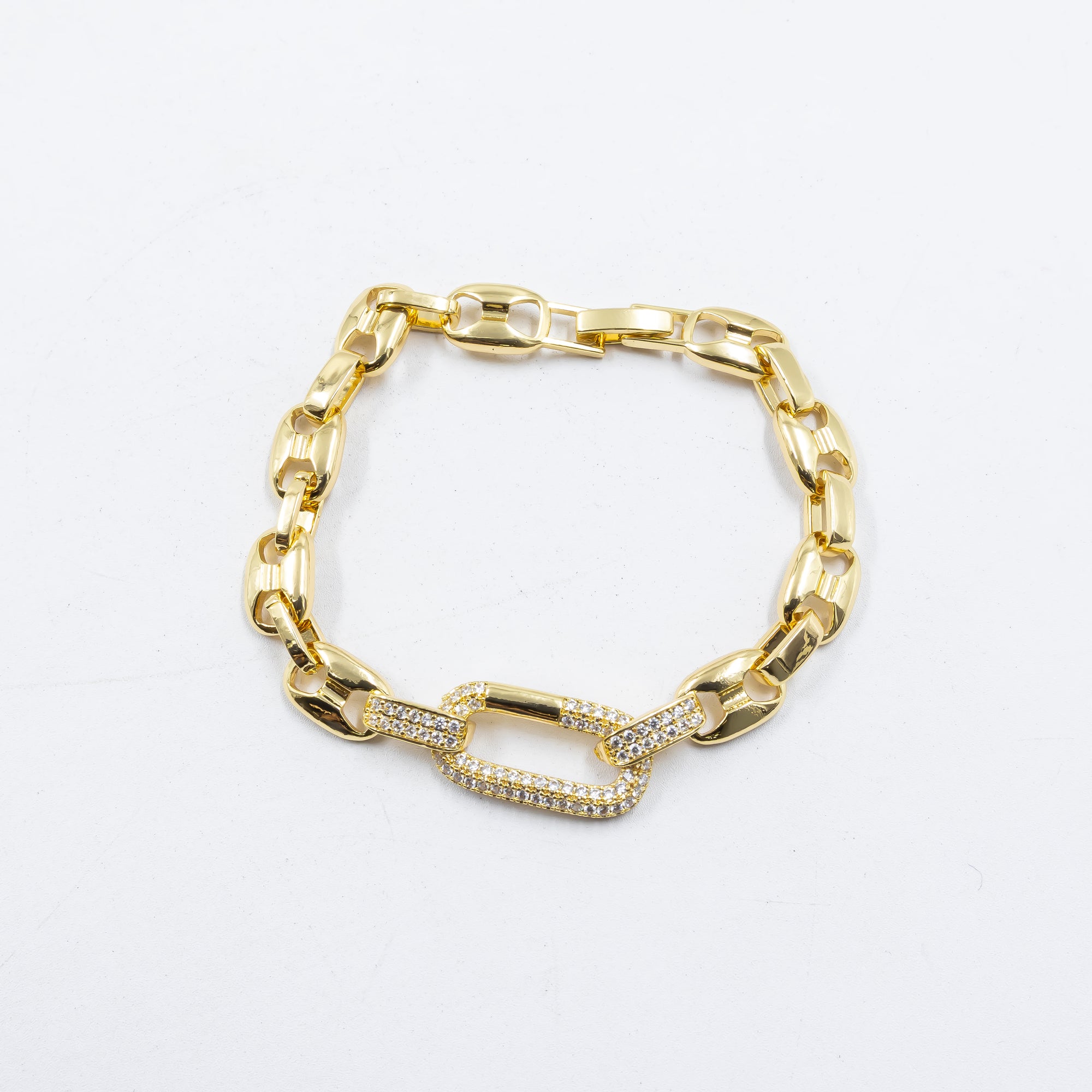 Cadenas de Pulseras Doradas con Piedras M6 Oro Laminado