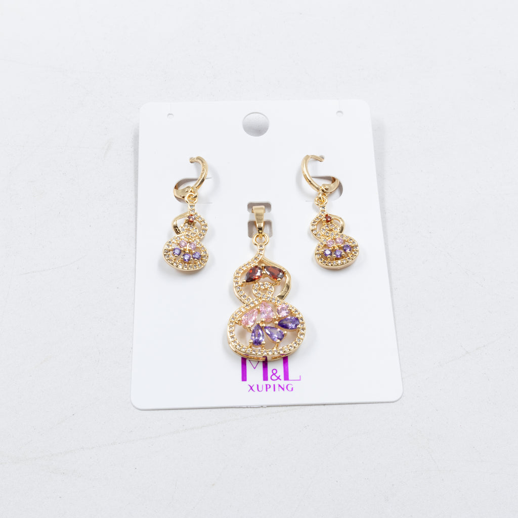 Conjunto de de Aretes y Dije M10 Oro Laminado