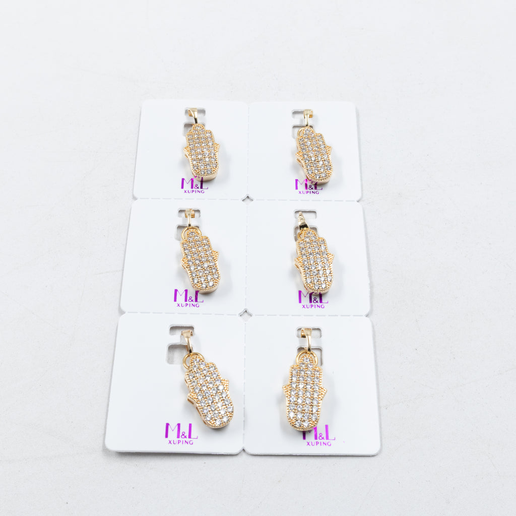 Paquete de 6 dijes con Piedras Oro Rosado  M4 Oro Laminado