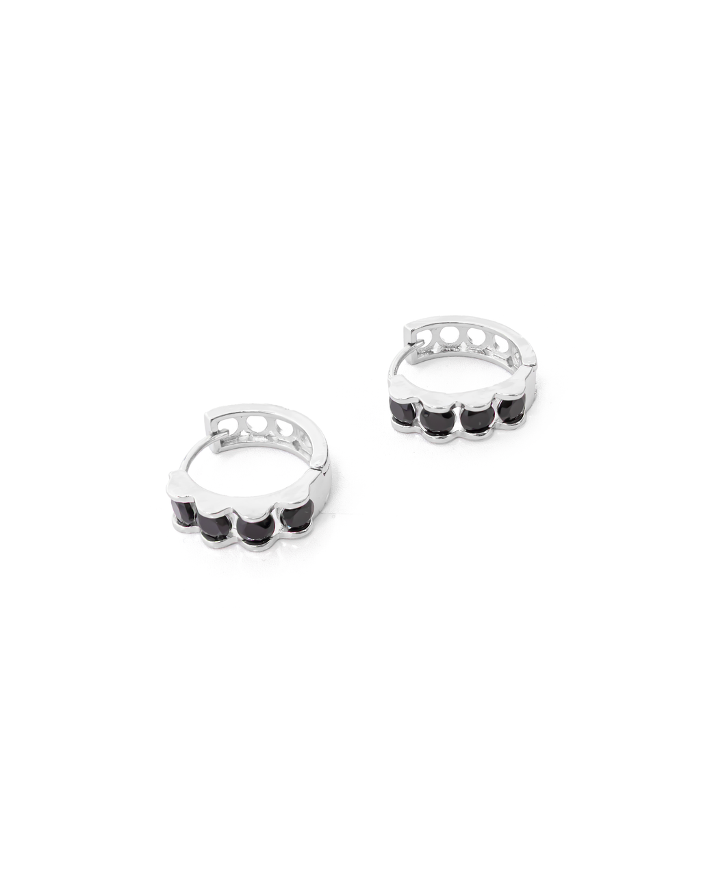 Aretes Plateados Huggies con Piedras Diferentes Colores M12 Oro Laminado