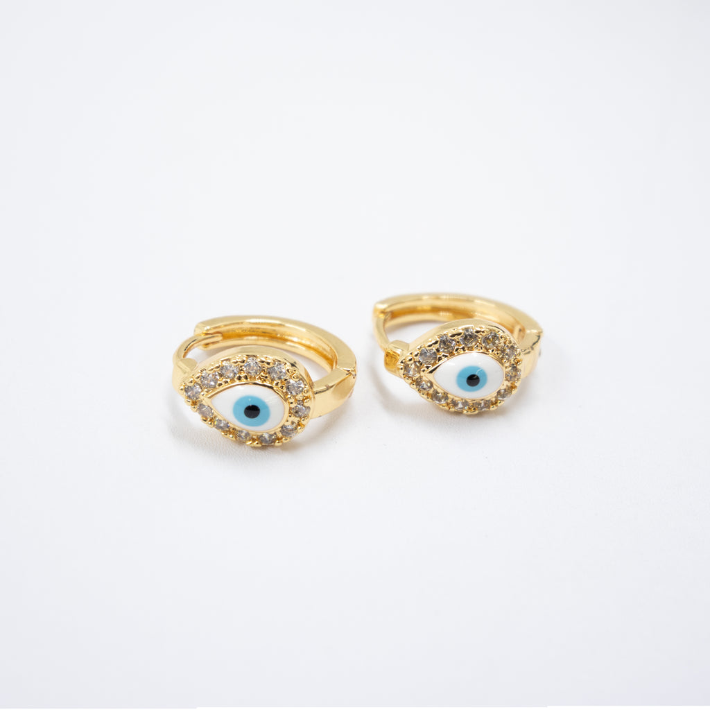 Arete Dorado de Ojo Turco con Piedras M4 Oro Laminado