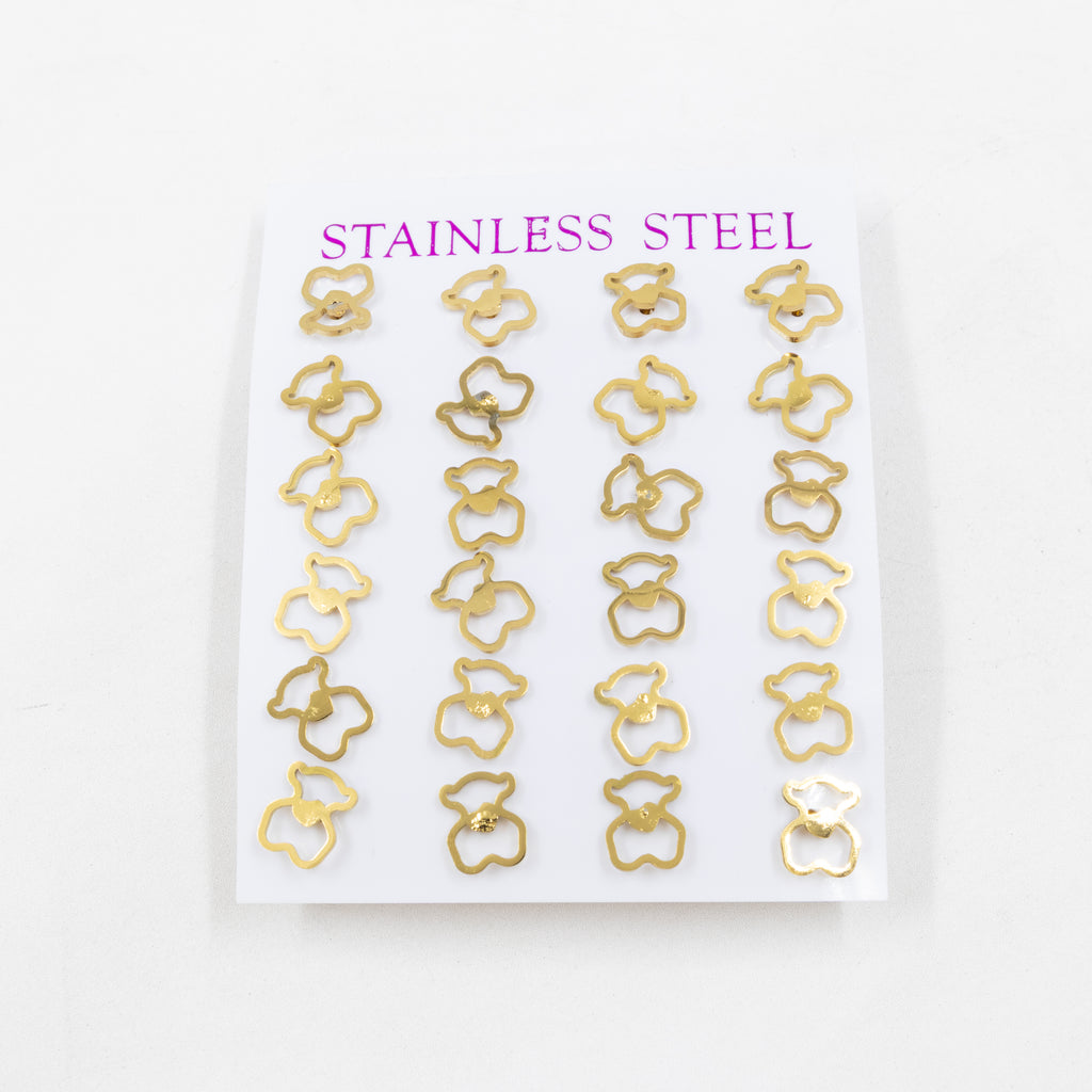 Paquete de 12 Pares de Aretes Dorados M7 Acero Inoxidable