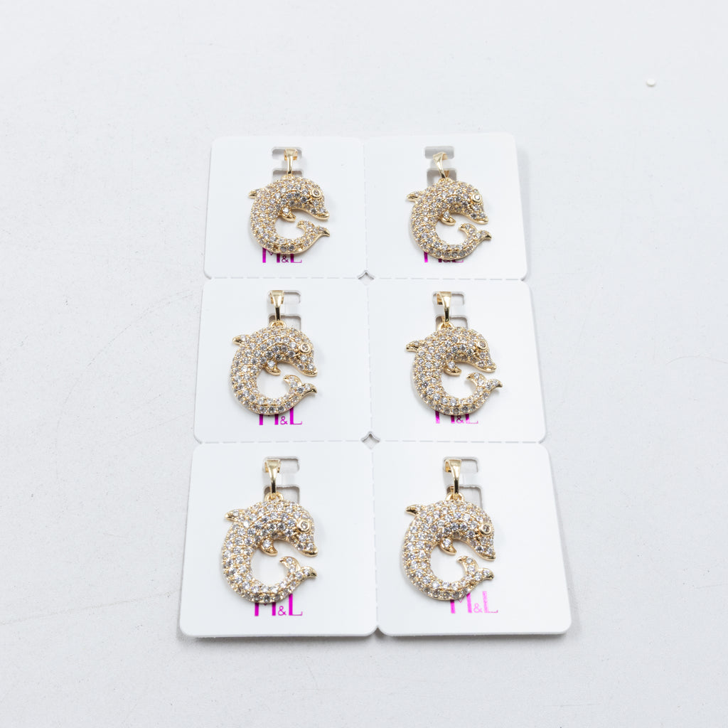 Paquete de 6 dijes con Piedras Oro Rosado  M3 Oro Laminado