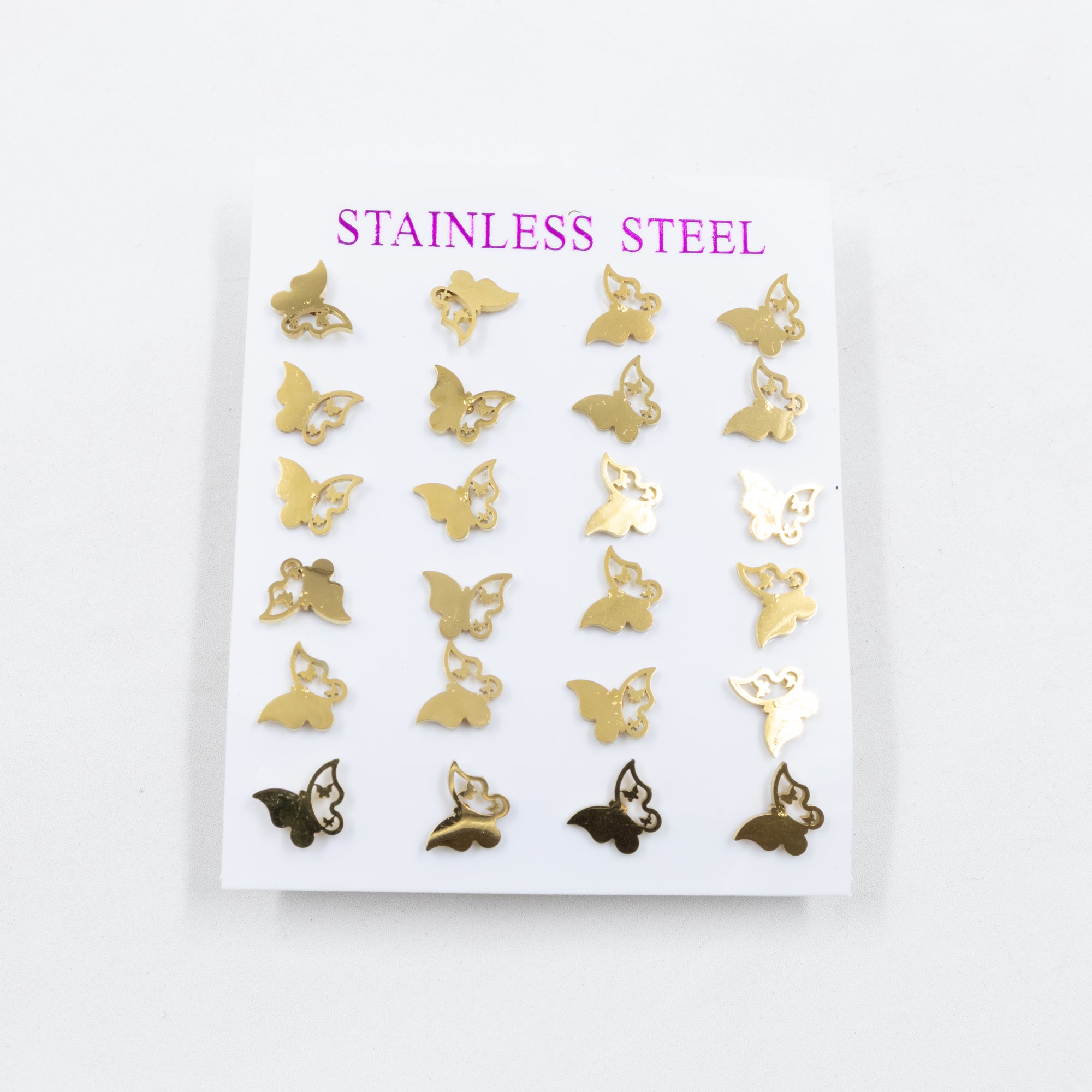 Paquete de 12 Pares de Aretes Dorados M9 Acero Inoxidable