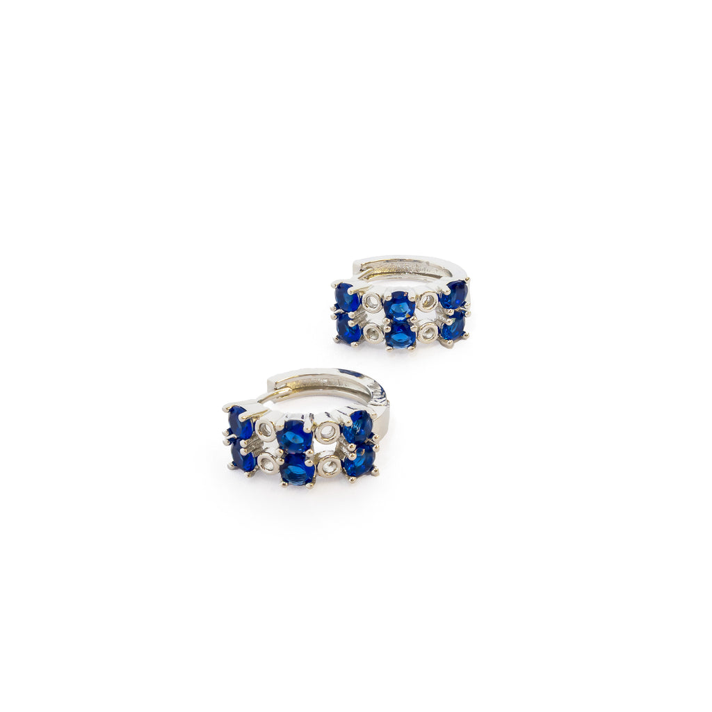 Aretes Plateados Huggies con Piedras Diferentes Colores M14 Oro Laminado