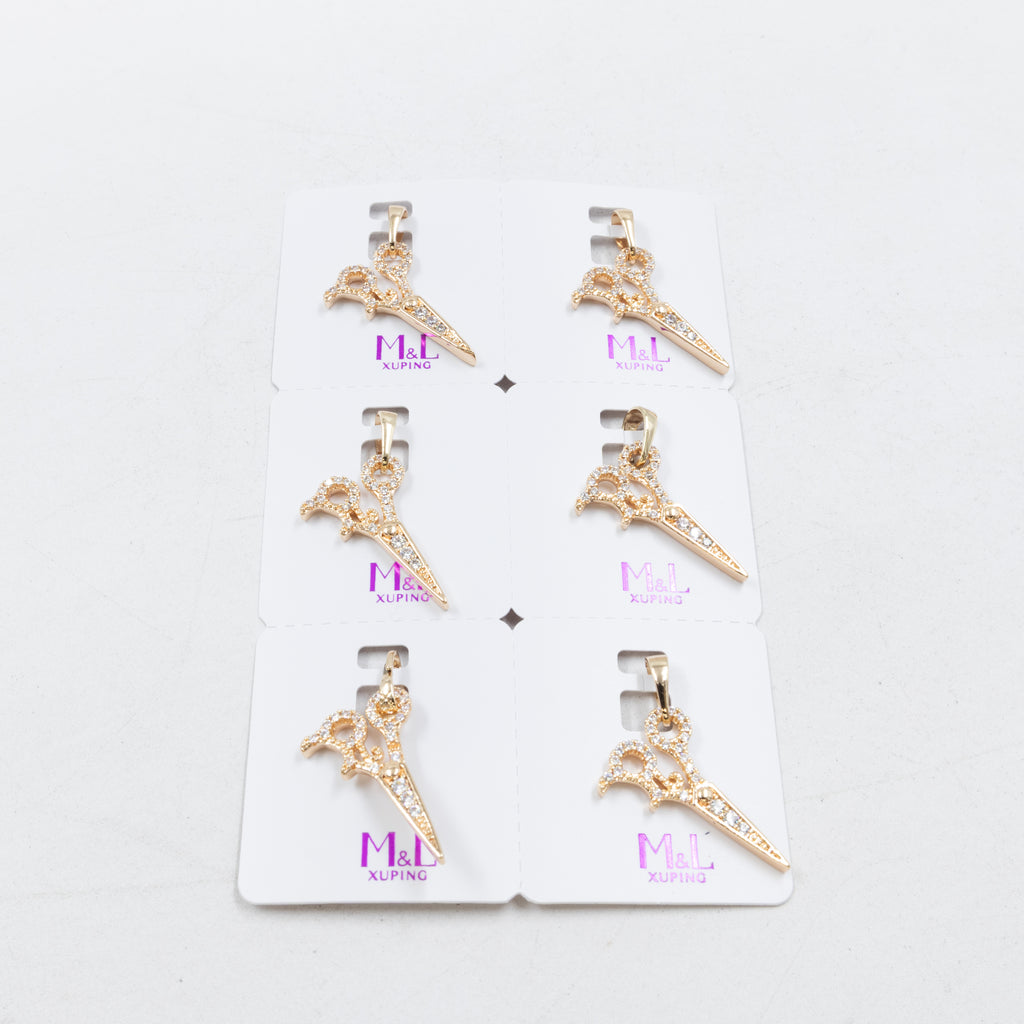 Paquete de 6 dijes con Piedras Oro Rosado  M6 Oro Laminado
