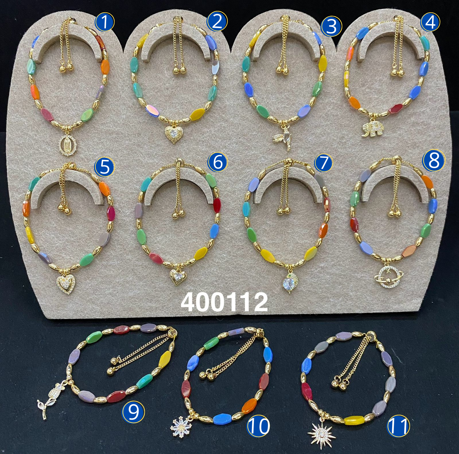 Pulsera Ajustable de colores M1 Oro Laminado