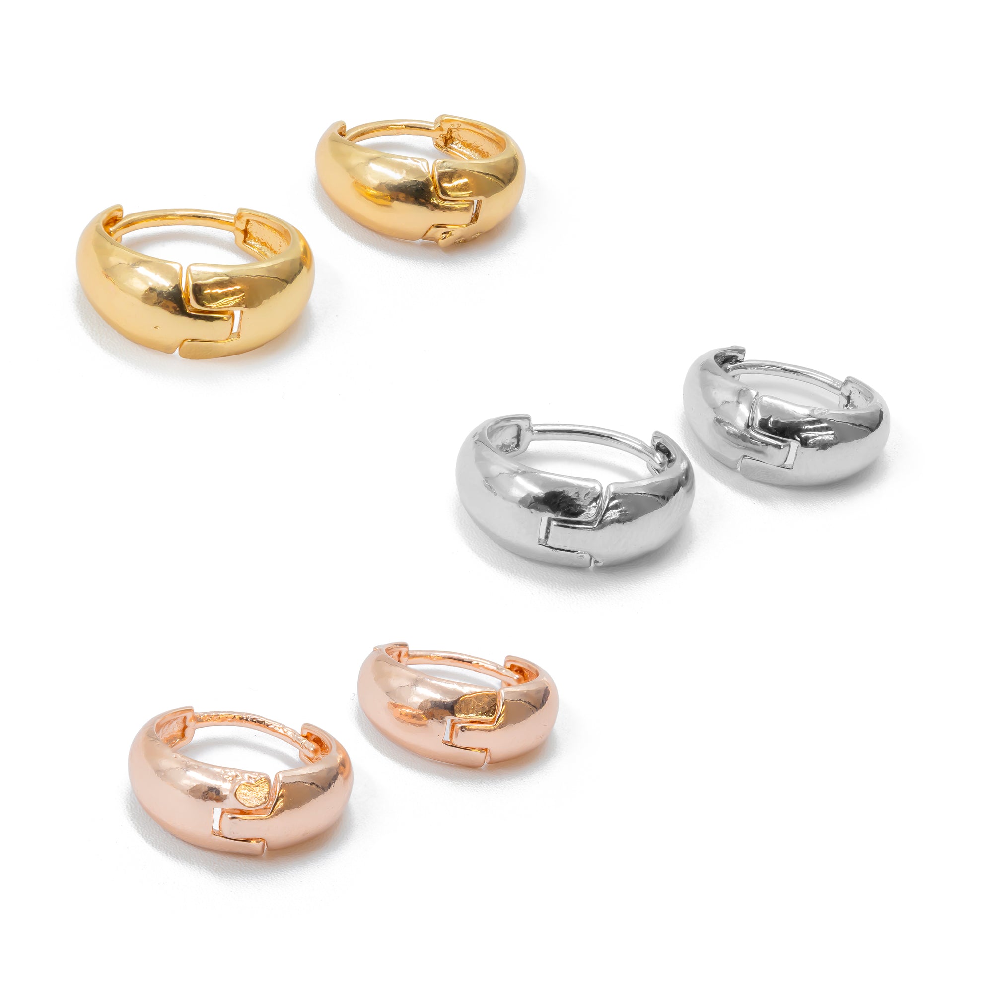 Paquete de 3 pares de Arracadas M1 Oro Laminado