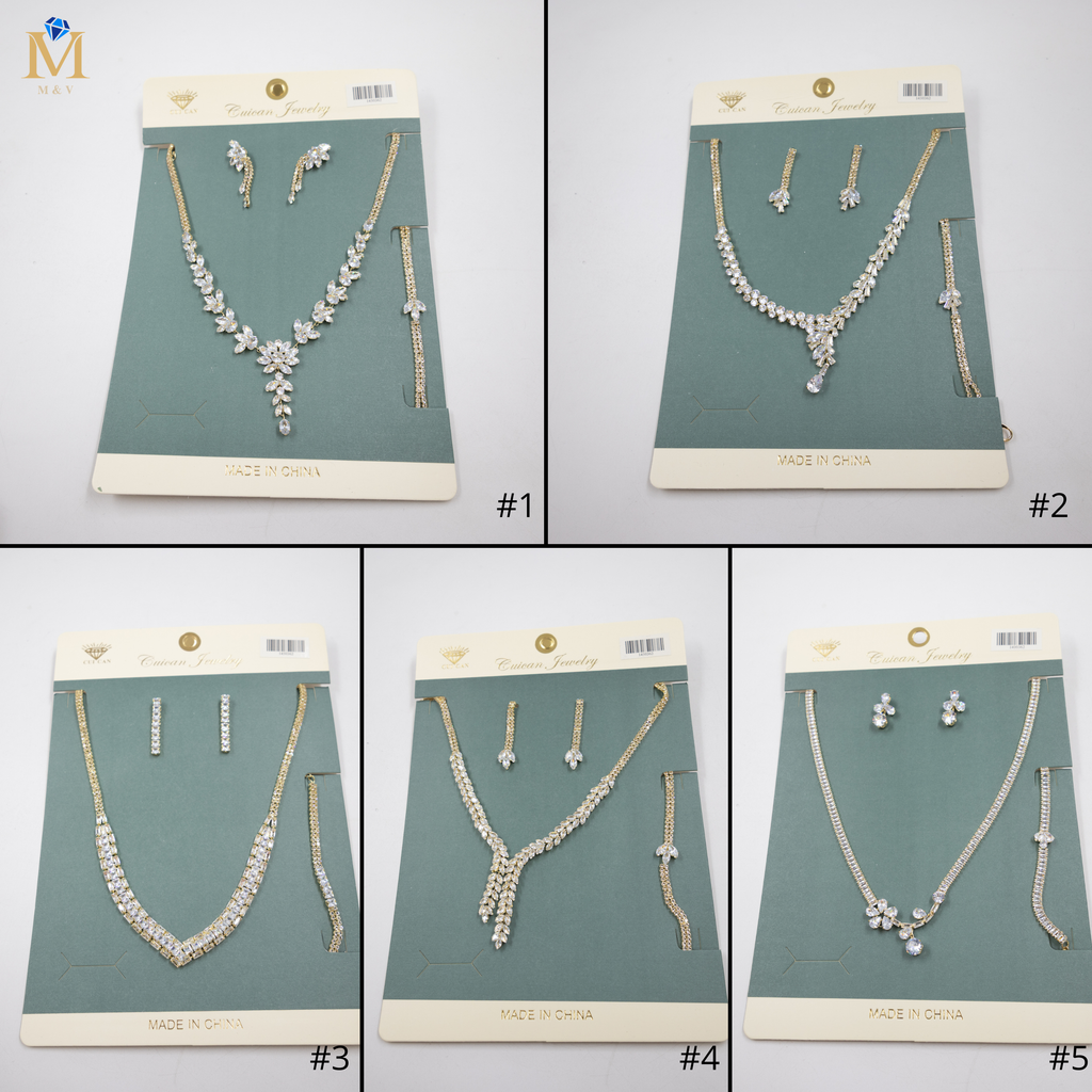 Conjuntos Dorados con piedras M1 Oro Laminado