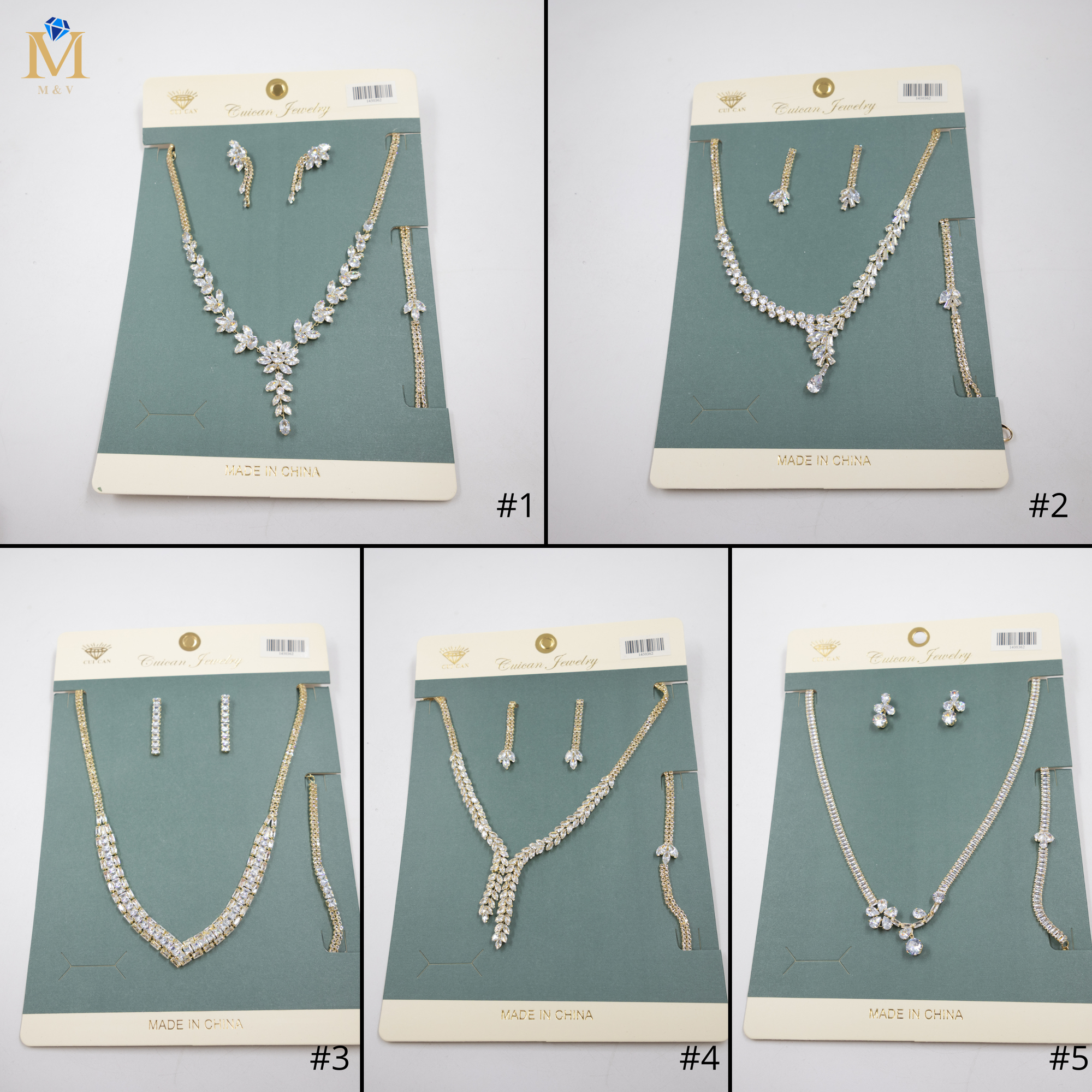 Conjuntos Dorados con piedras M1 Oro Laminado