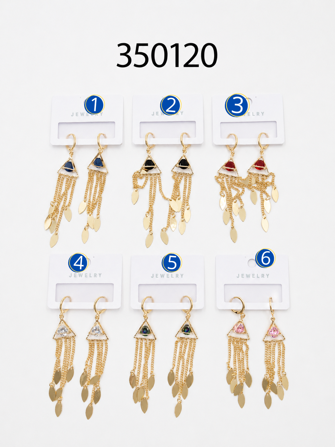 [31/JULIO/26] Aretes Largos Dorados con piedras de color M1 Oro Laminado