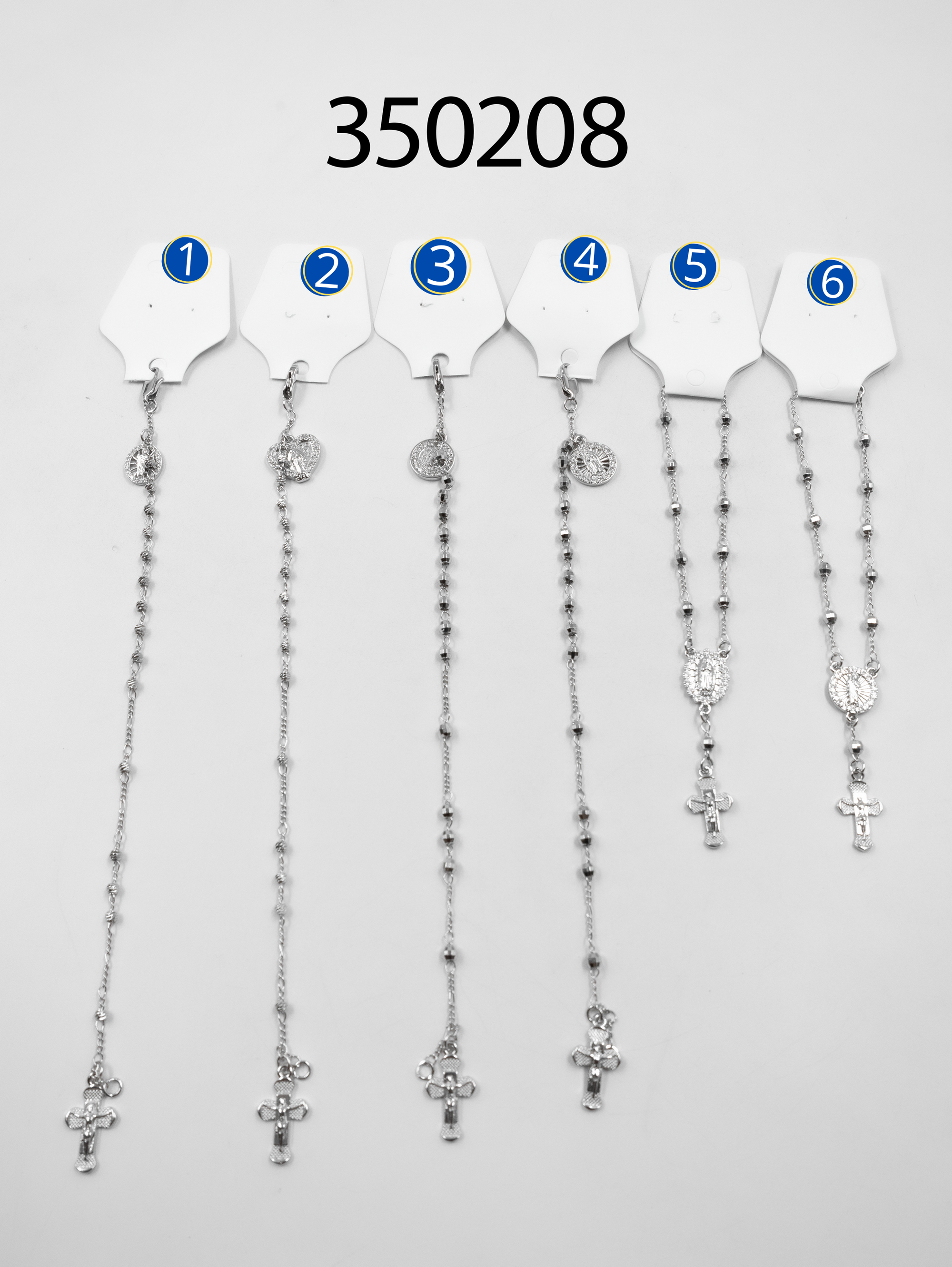 Pulseras Religiosas Plateadas M3 Oro Laminado